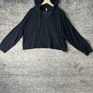 FP Movement Free People Hoodie Womens Small Black Cropped Oversized Pullover